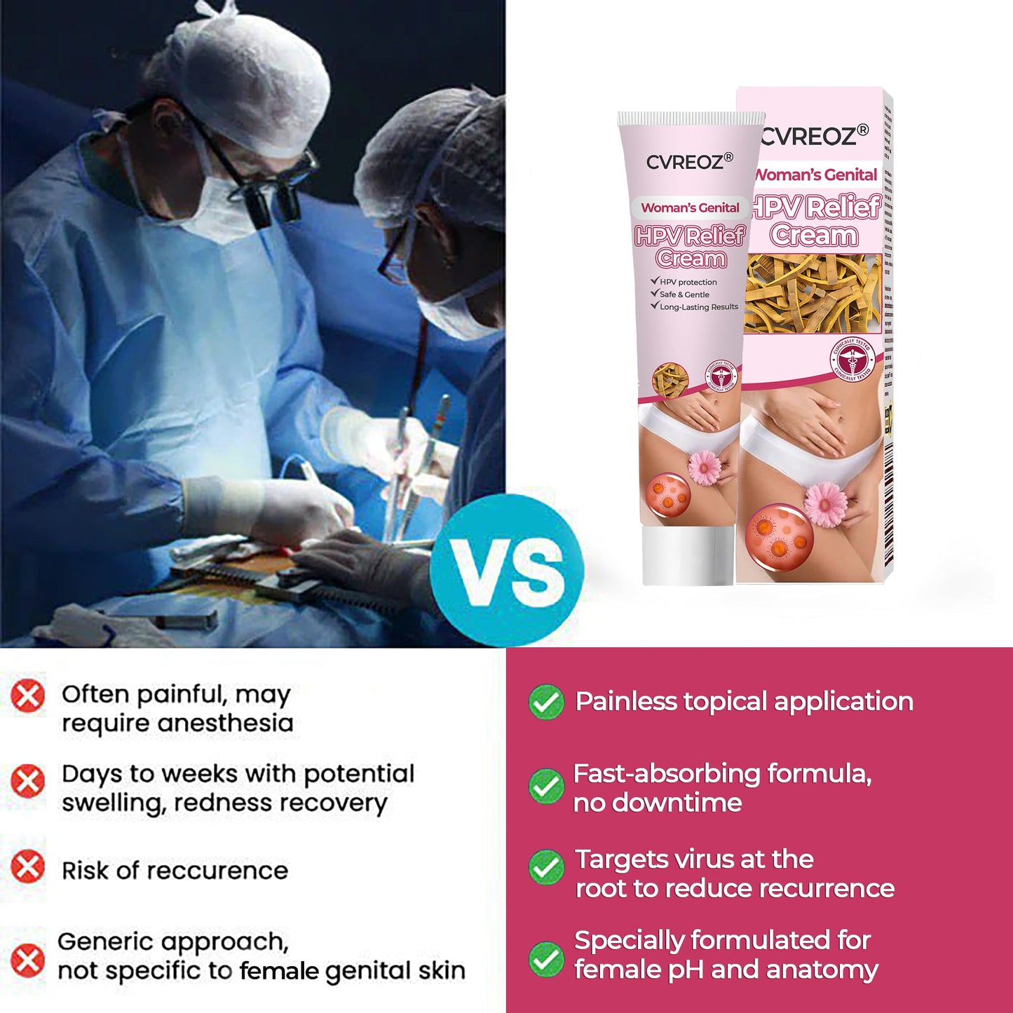 ♀️ CVREOZ® Woman's Genital HPV Relief Cream 🔥HOT SALE UP TO 60% OFF