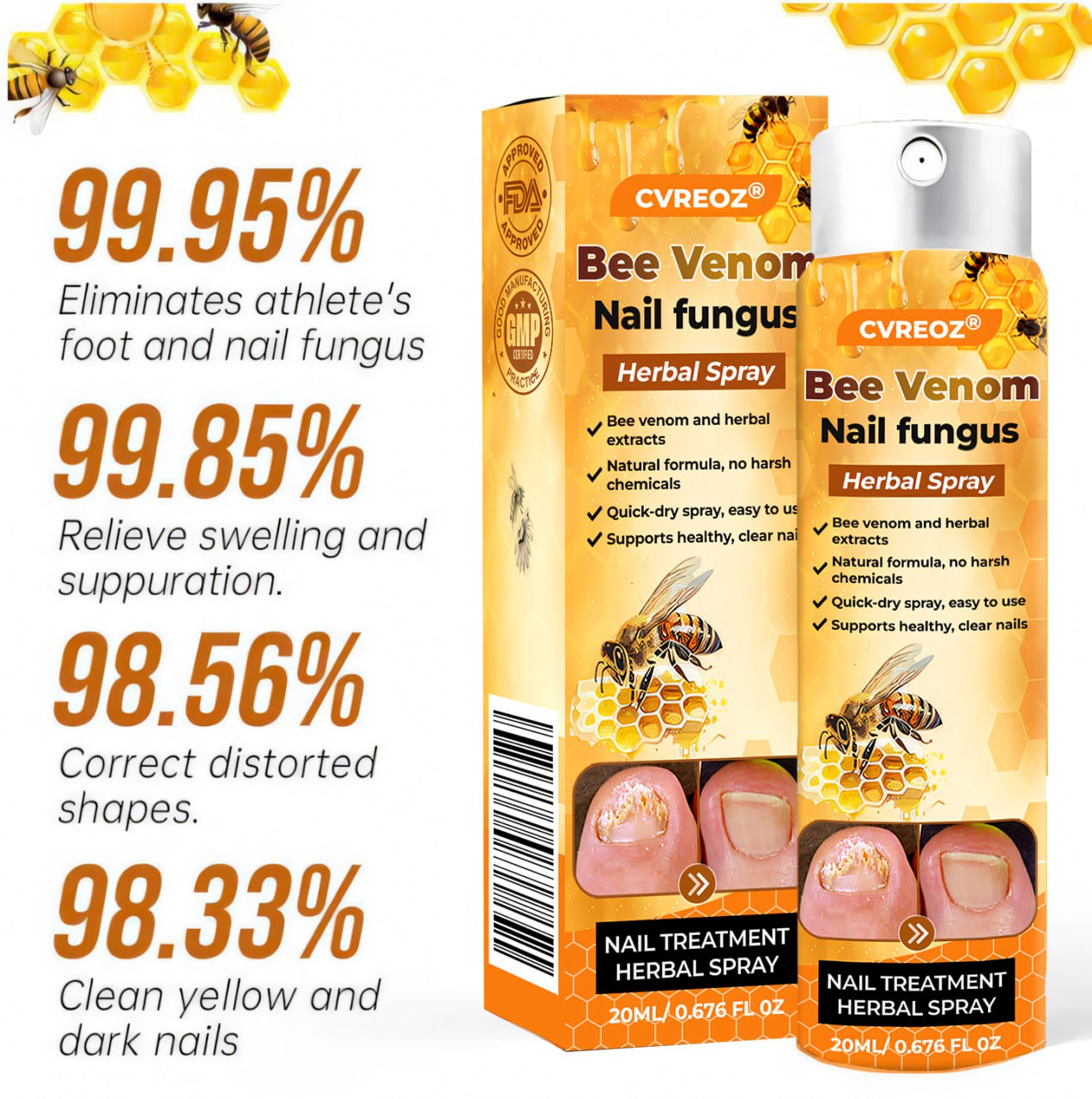 💥 2025 Limited 60% OFF ️⏳ Crveoz® Bee Venom Nail Fungus Herbal Spray